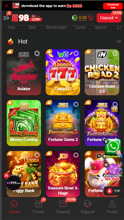 E98 Game APK Download Interface Page