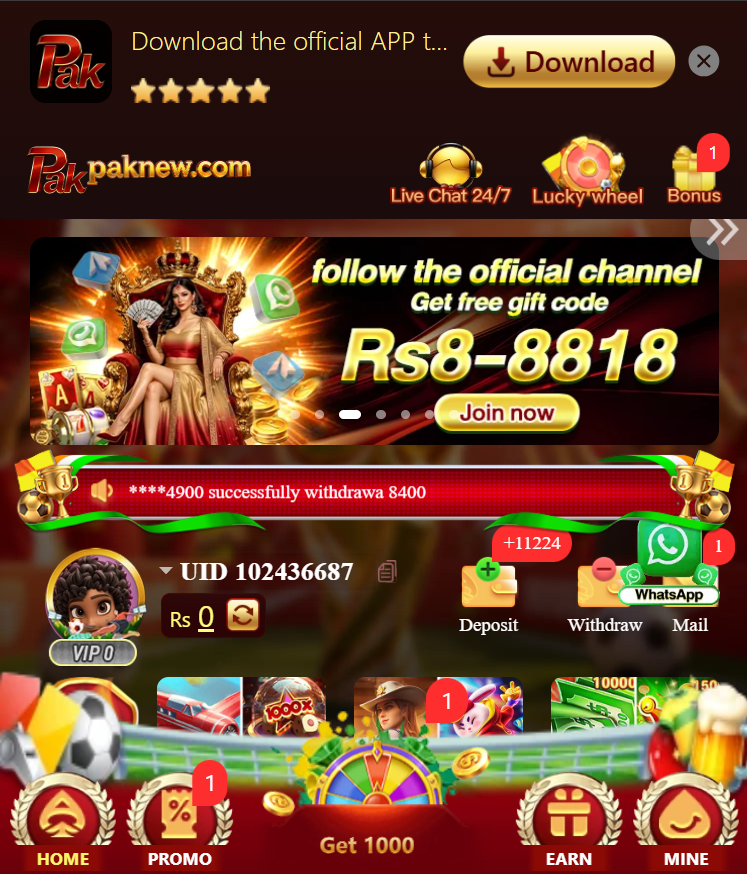 Paknew Game APK Download Interface page