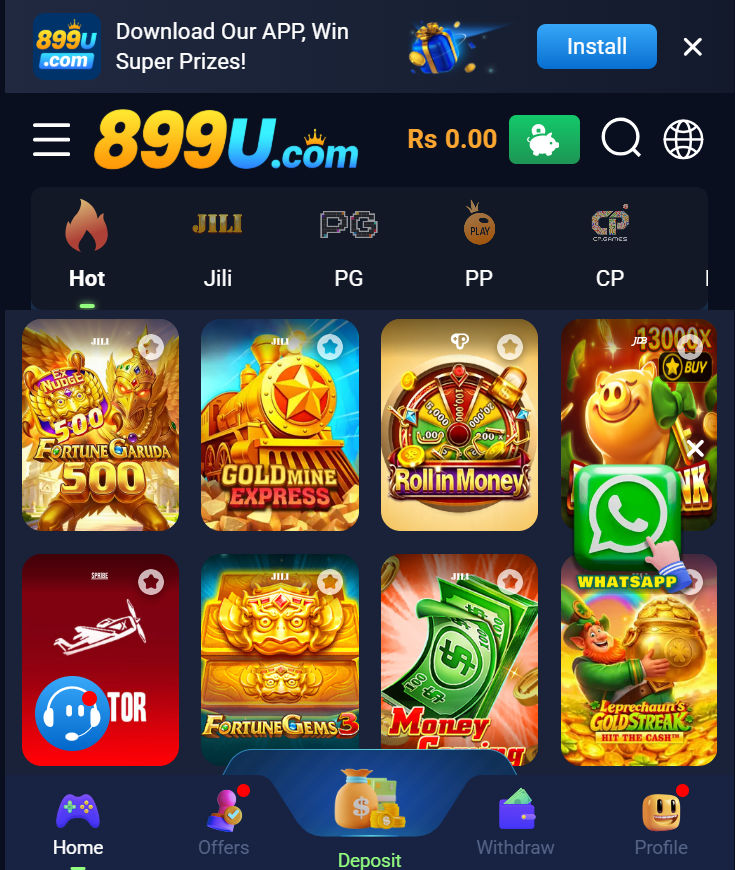 899U Game APK Interface Page