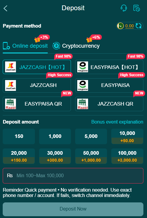 HH98 Game Deposit Method