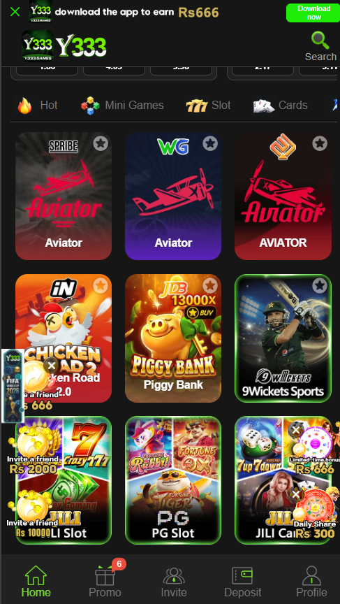 Y333 Game APK Latest Interface Page