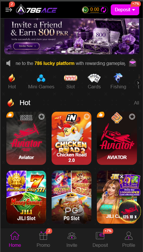 786ACE Game APK Latest Interface Page