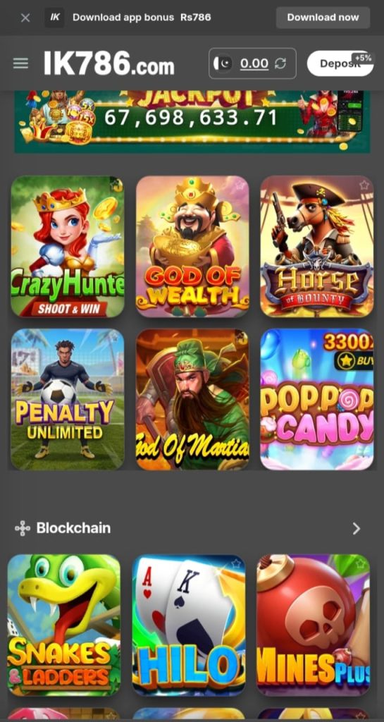 IK786 Game APK Latest Interface Page