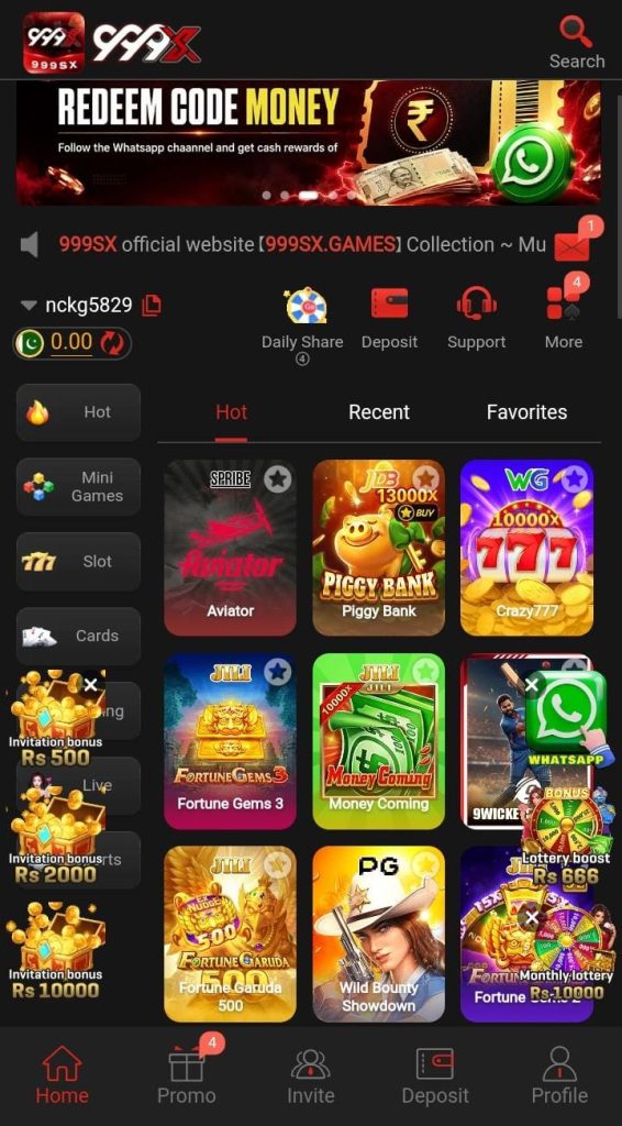 999SX Game APK Interface Page