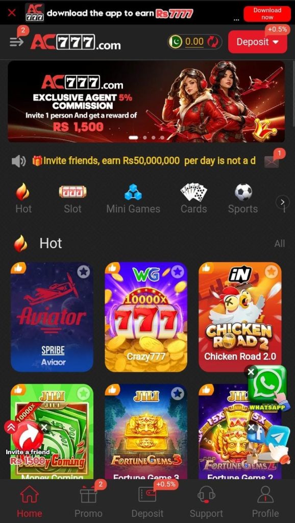 AC777 Game APK Latest Interface Page