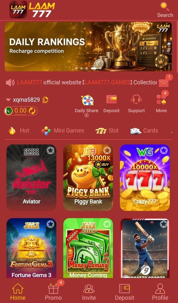 LAAM777 Game APK Interface Page