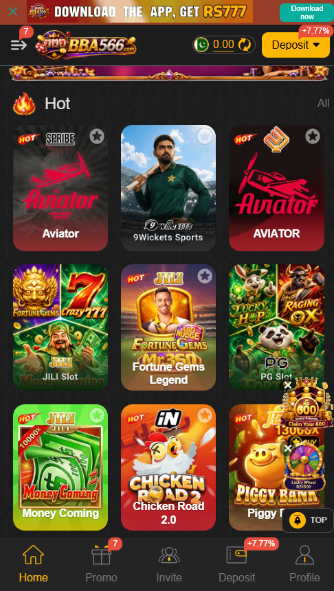 BBA566 Game APK Latest Interface Page
