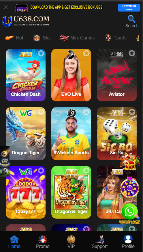 U638 Game APK Latest Interface Page