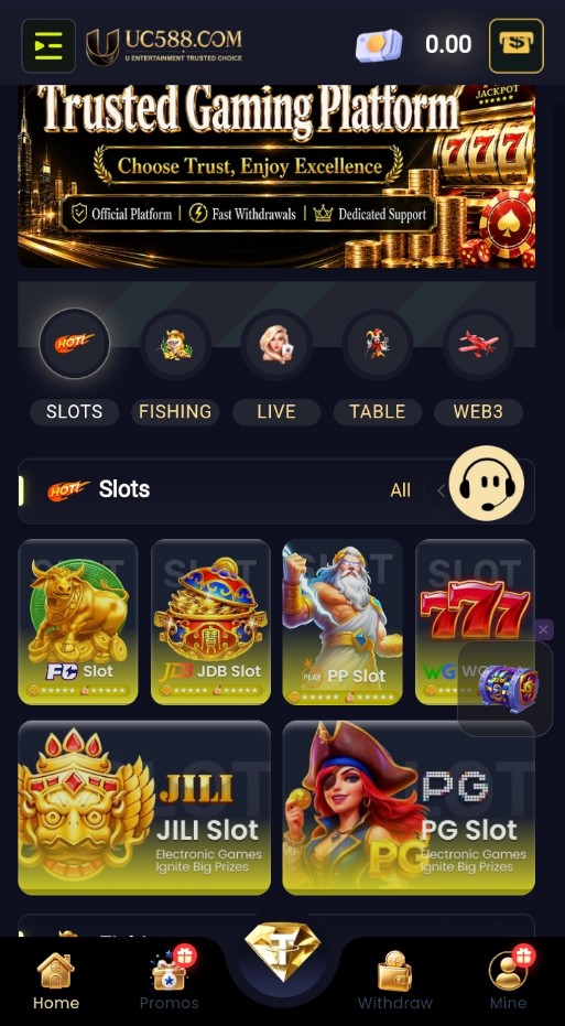 UC588 Game APK Download Interface Page