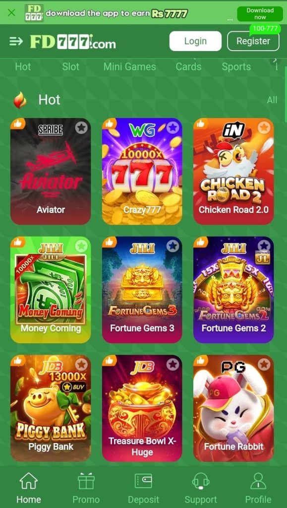 FD777 Game APK Interface Page