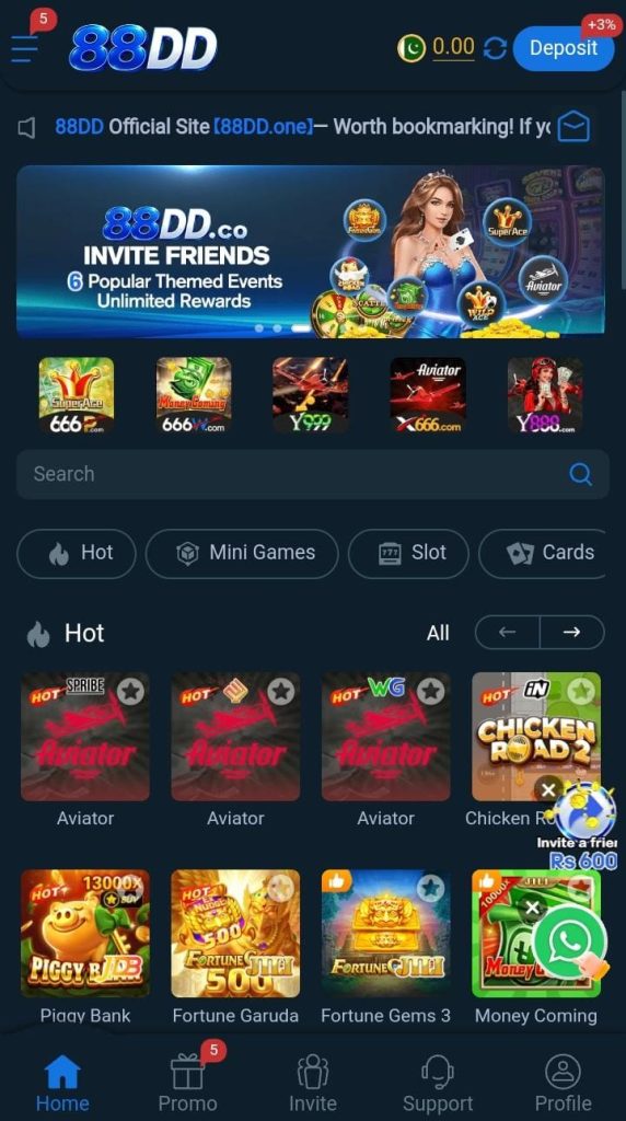 88DD Game APK Latest Interface Page